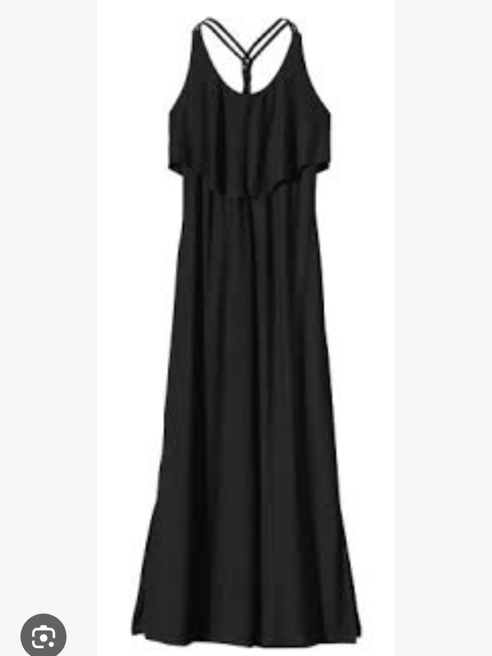 Patagonia Folly Beach Ruffle Crossback Black Maxi Dress Size S